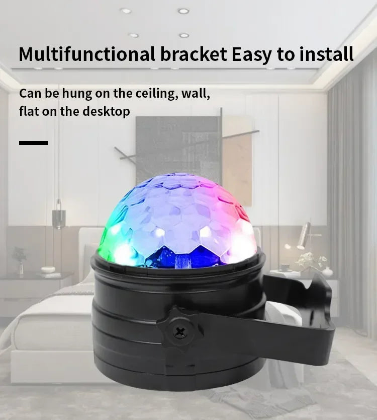 LED Disco Party Lights Crystal Magic Ball 3W RGB | Colorful Projection Lamp for Parties & Events